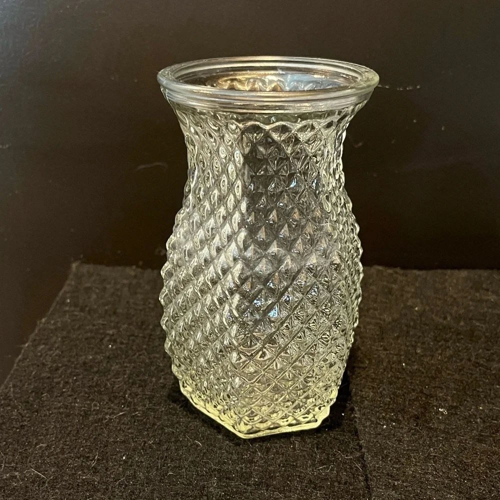 Vintage Hoosier Glass Diamond Point Hobnail Glass Vase - Clear - Picture 5 of 13